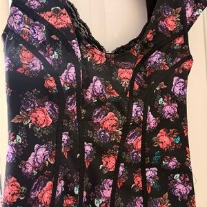 Floral Black Corset Top